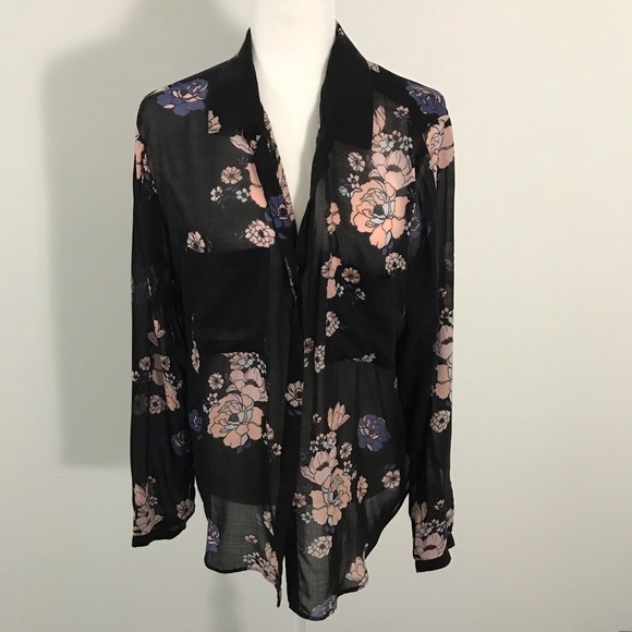 Anthropologie Cloth & Stone Floral Blouse Shirt 4 - Picture 2 of 8